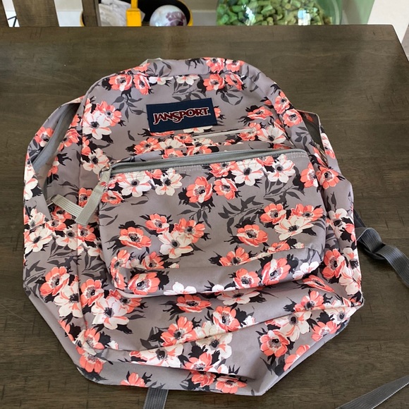 Jansport Bags Jansport Backpack Gray With Cherry Blossoms Poshmark